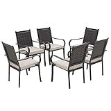 MFSTUDIO Garten Stühle 6er Set, Rattan Balkonstuhl mit 7 cm Wasserdichtem Kissen, Wetterfest Möbelset, Outdoor Sessel Set für Terrasse, Garten, Balkon, Bistro