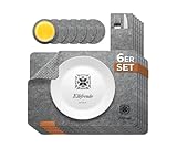 ELBFREUDE® 18er Tischset rutschfest und abwaschbar aus Filz in Anthrazit Optik - 6 x Tischmatte, 6X Glasuntersetzer, 6X Bestecktasche - 43cm x 30 cm x 4mm Esstisch Unterlagen