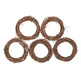 Yardenfun 5 Stück Rattan-Girlande Krippe Kunsthandwerk Blumendekoration Zweig-Kranz Handgewebte Rattan-Ringe DIY-Hängekranz Rattan-Ring Kranz DIY-Rattan-DIY-Kranz Rahmen