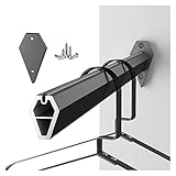 RAUGAJ Gewerbliche Schrankstangen Mit Endstecks Und Schrauben, 45 55 65 75 85 95 115 125 135 145 155 160 cm Lange Hängende Kleidung Aluminiumlegierung Für Zuhause/Büro/Hotel/Black/150Cm/59In