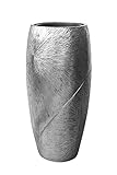 Vivanno Pflanzkübel Pflanzgefäß exklusiv Fiberglas Royal, Silber Schwarz 73 x 33 cm