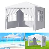 Pavillon 3x3m, Partyzelt mit abnehmbaren Seitenteilen und Fenstern, Gartenpavillon mit Metallrahmen, Ideal für Outdoor-Camping, Partys, Events und Hochzeiten