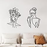 Photect 2 Stück Minimalistische Metall Wandkunst Abstrakte Frau Hausdeko Raumdeko Schlafzimmer Deko Moderne Wanddeko Metall Einzeilig Weiblicher Körper Deko für Küche Wohnzimmer (Klassischer Stil)