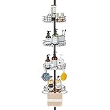 DAMAI Höhenverstellbares Duschregal ohne Bohren Schwarz Duschablage Ecke Edelstahl Eckregal Bad Badregal mit 4 Körben für Badewanne und Badezimmer Rostfreier Stahl + Eisen