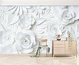 FBITE 3D Wandmalerei Tapete Benutzerdefinierte weiße Blume Foto Wandbild Tapete Weiße Blume 3D Stereo TV Schlafzimmer Wohnzimmer Hintergrund Wanddekoration 250x170cm