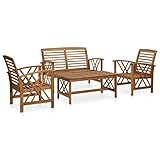 BULANED 4-TLG. Garten-Lounge-Set, Gartenlounge, Balkon Möbel, Terrassenmöbel, Lounge Gartenmöbel Set, Loungemöbel Terrasse, Balkon Lounge, Massivholz Akazie