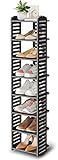 Dripex Schuhregal Schmal mit 8 Ablagen, Verstellbarer Schuhständer multifunktional Standregal für Flur Eingang Schlafzimmer Küche Schwarz