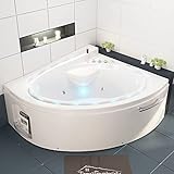 Tronitechnik® Whirlpool Badewanne Hydra 165cm x 148cm mt Heizung, Massage, Bachlauf und Farblichttherapie Indoor Eckbadewanne 2 Personen