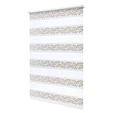 Brillant Doppelrollo Duo-Rollo Klemmfix Fenster Rollos ohne Bohren Gold Beige 75 x 150 cm Stoffbreite 72 cm Klemmrollo Zebra Rollo Verdunkelung Jalousie