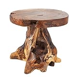 invicta INTERIOR Baumstamm Hocker Root Teak Hocker massives Wurzelholz Sitzhocker Beistelltisch Natur Tisch Holztisch Holzhocker Fußbank