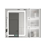 Space-Aluminium-Badezimmerspiegelschrank Intelligenter Spiegelschrank Wandmontierter Aufbewahrungsschrank Spiegelschrank Mit Glastüren Spiegelschrank Mit Beleuchtung ( Color : White , Size : 60*11*65c