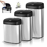 TurboTronic Sensor Mülleimer 38L, 48L, 58L silber Edelstahl, Batterie- und Netzbetrieb, Geruchsfilter, Automatik Abfalleimer, Müllbehälter