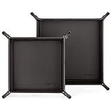 EasyAcc Taschenleerer,2PCS PU Leder Taschenleerer, Ledertablett Tisch Organizer Praktische Aufbewahrungsbox Storage Box Quadrat Tablett für Schmuck Geldbörsen Uhren Schlüssel Münzen Handys