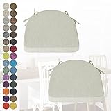 PHUSTJKL 2er Set Stuhlkissen Halbrund Stuhlauflage mit Bändern für Esszimmer, Waschbare rutschfest Sitzkissen mit Reißverschluss für Indoor Zuhause Büro Küche (40x38x38x3cm Beige)