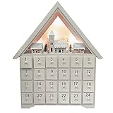 Weihnachts-Adventskalender 2023 Countdown-Ornament 24 Schubladen Weihnachts-Countdown-Blindbox Weihnachts-Hauskalender Aus Holz Beleuchtet