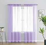 YHSF Elegante Stangentasche, durchscheinender Voile-Fenstervorhang für Schlafzimmer und Wohnzimmer, Esszimmer, Terrasse, Schiebetür, 213,4 cm lang, 2er-Set (Flieder)