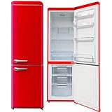 Wolkenstein Retro Kühl-Gefrierkombination Kühlschrank WKG265RT FR 250L Rot I 50er Jahre Look I 4**** Gefrierfach I Höhe 188cm I Breite 55cm I 41 dB I sparsamer Energieverbrauch von nur 201 kWh/Jahr