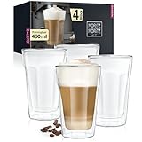 Moritz & Moritz Gläser Set 4 x 480 ml Latte Macchiato Gläser Doppelwandig – Doppelwandige Gläser für Kaffee, Tee, Longdrinks oder Dessert - Spülmaschinengeeignet