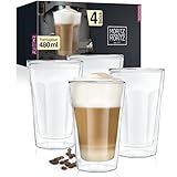 Moritz & Moritz Gläser Set 4 x 480 ml Latte Macchiato Gläser Doppelwandig – Doppelwandige Gläser für Kaffee, Tee, Longdrinks oder Dessert - Spülmaschinengeeignet