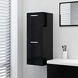 JUNZAI Badezimmerschrank, Badschrank, Badezimmer Möbel, Badmöbel Für Kleine Bäder, Schwarz 30x30x80 cm Spanplatte