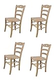 Tommychairs - 4er Set Stühle CUORE für Küche und Esszimmer, robuste Struktur aus poliertem Buchenholz, unbehandelt und 100% natürlich, Sitzfläche aus poliertem Holz
