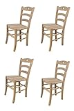 Tommychairs - 4er Set Stühle CUORE für Küche und Esszimmer, robuste Struktur aus poliertem Buchenholz, unbehandelt und 100% natürlich, Sitzfläche aus poliertem Holz