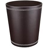 GORESE Papierkorb Büro - Papierkorb aus Leder in Schwarz, modernes Design, Mülleimer für Küche, Bad, Büro (Braun)