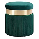 Sofa Hocker Nordic Quasten Fußhocker Schwamm mit hoher Dichte Weiche Polsterung für Couch, Büro, Wohnzimmer,Grün