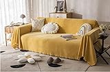 Homxi Bezug Sofa 3 Sitzer,Couchbezug Decke Einfarbig Bezug Sofa Chenille Sofa Handtuch Gelb Sofabezug Sitzer 180x350CM