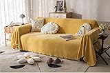 Homxi Bezug Sofa 3 Sitzer,Couchbezug Decke Einfarbig Bezug Sofa Chenille Sofa Handtuch Gelb Sofabezug Sitzer 180x350CM