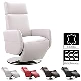 Cavadore TV-Sessel Cobra / Fernsehsessel mit Liegefunktion, Relaxfunktion / Stufenlos verstellbar / Ergonomie L / Belastbar bis 130 kg / 71 x 112 x 82 / Echtleder Weiß