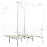 Festnight Himmelbett-Gestell Doppelbett Metallbett Bettrahmen Lattenrost Schlafzimmerbett Schlafzimmermöbel Weiß Metall 120 x 200 cm