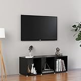 Wohnmöbel TV-Schrank Hochglanz Schwarz 107x35x37 cm Größe Holzwerkstoff