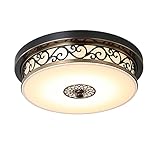 FairUo Deckenleuchten, Balkon Runde Lampe Arbeitsraum Wohnzimmer Lampe Europäischen Stil Schmiedeeisen Moderne Minimalistische Led Schlafzimmer Deckenleuchte Dreifarbig Licht Einstellbar/40Cm