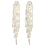 Lange Quasten Ohrringe Runde Zehe Strass Kronleuchter Ohrringe Damen Lange Ohrringe Brautschmuck Hochzeit Accessoires (Gold)