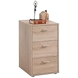 Dolaso Nachtschrank 3 Schubladen, Nachttisch Nachtkonsole Eiche, Beistelltisch Aktenschrank 35 x 39.9 x 62.4 cm Schlafzimmer Möbel