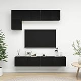 ZEYUAN 5-TLG. TV-Schrank-Set, Anbauwand Wohnzimmer, Wohnwand Wohnzimmer, Schrankwand Wohnzimmer, Wohnzimmer Wand, Schwarz Holzwerkstoff