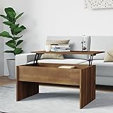 BULANED Couchtisch, Wohnzimmertisch, Coffee Table, Beistelltisch, Teetisch, Living Room Table, Sofatisch, Braun Eichen-Optik 80x50,5x41,5 cm Holzwerkstoff