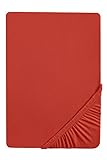 biberna 0077144 Spannbetttuch Feinjersey (Matratzenhöhe max. 22 cm), gekämmte Baumwolle, superweich 1x 140x200 cm  160x200 cm chili