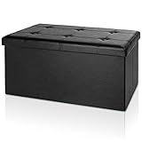 Casaria Sitztruhe mit Stauraum 80x40x40cm Faltbar 100 L Gepolstert Deckel Kunstleder Wohnzimmer Schlafzimmer Sitzhocker Sitzbank Aufbewahrungsbox Schwarz