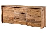 MASSIVMOEBEL24.DE | Pure Sheesham Sideboard aus Massivholz #215 | aus Sheeshamholz - Natur, lackiert/sandgestrahlt | 185x48x80 cm | 4 Fächer & 3 Schubladen | Kommode, Anrichte
