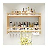 ULAINE Nordisches Schmiedeeisen, Weinregal aus Massivholz, Weinschrank zum Aufhängen an der Wand, kreatives Weinregal für die Wand, Weinregal zum Aufhängen, Regal (Color : Gold, Size : 80