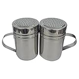 skyrabbiter Edelstahl-Pulverstreuer mit Mehrzweck-Pulversieb mit dichtem Loch für Outdoor-Grill-Gewürzflasche Schrank cm Breit (Silver, One Size)