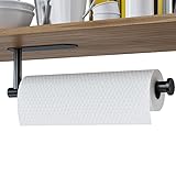 BOUTOP Küchenrollenhalter ohne Bohren - Premium 304 Edelstahl Küchenpapier/Handtuchhalter - Einfache Installation von Selbstklebendem oder Bohren - Schwarz