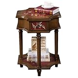 Rustikaler Beistelltisch Vintage Nachttisch, Beistelltisch Holz Antik Shabby Chic Beistelltisch, Kleiner Nachttisch Akzenttisch mit Schublade und offenem Ablagefach for Wohnzimmer Schlafzimmer Runde A