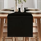 Tischläufer Frühling Modern, Tischläufer Abwaschbar, Tischläufer Leinenoptik, Tischläufer Wasserabweisend, Tischläufer für Esszimmer Party Urlaub Dekoration (Schwarz, 40 x 180 cm)