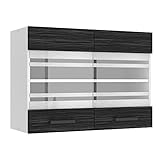 Belini Hängeschrank Küche, Küchenschränke SGW. Breite 80 cm. Oberschrank mit 2 Türen, Küchenhängeschränke, Wandschrank Hängend, Königliches Ebenholz