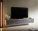 DELIFE TV-Board Teele Akazie Natur Schiefer 200 cm 4 Türen Lowboard schwebend