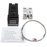 ERYUE Thermostat Heizung,Digitaler LCD-PID-Temperaturregler REX-C100 eingestellt + K Thermoelement