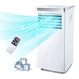 Rintuf Mobiles Klimagerät- 4-in-1 Leises Klimagerät für Räume bis 70m³ mit Kühlung, 9000 BTU, 2.6kW Klimagerät mit Abluftschlauch, Ventilator, Entfeuchter, Schlafmodus, Mobile Klimaanlage, 24h Timer